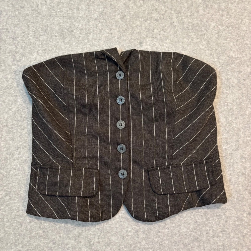 Kirious LA Women's Gray Pinstriped Crop Tube Top Medium Strapless Business Party